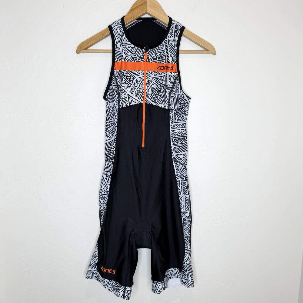 Zone3 Womens Specific Tri Suit Medium Black Orange Triathlon Chamois